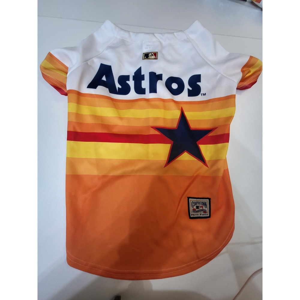 Pets First Houston Astros MLB Pet Jersey Cooperstown Collection Rainbow Stripes